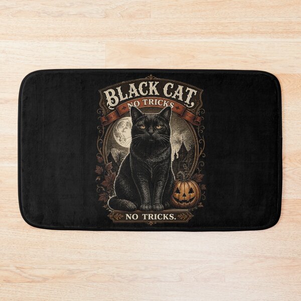 Item preview, BLACK CAT, NO TRICKS No Tricks Halloween Vintage Screen Print designed and sold by BernoNickel.