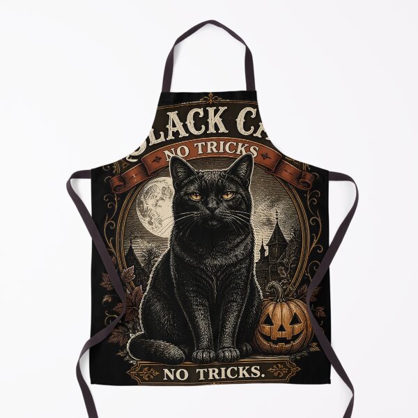 Item preview, BLACK CAT, NO TRICKS No Tricks Halloween Vintage Screen Print designed and sold by BernoNickel.