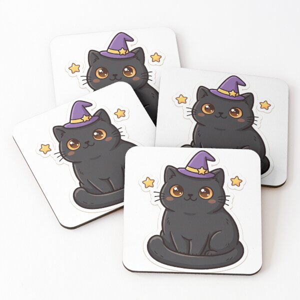 Item preview, Black Cat Witch Hat Stars Halloween Cute designed and sold by DofinaSur.