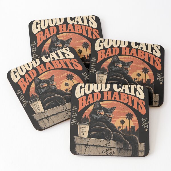 Item preview, Good Cats Bad Habits Retro Black Cat designed and sold by PopNInk.