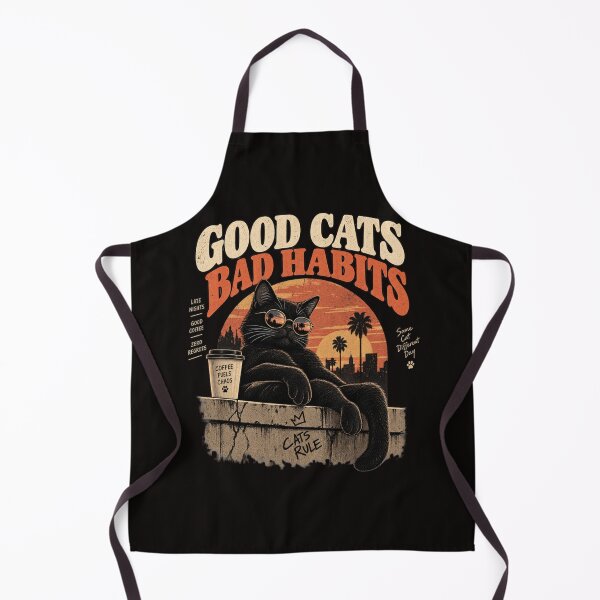 Item preview, Good Cats Bad Habits Retro Black Cat designed and sold by PopNInk.
