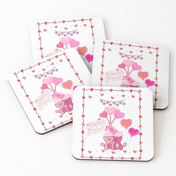 Item preview, Together Forever Cute Cats and Heart Balloons Love Design designed and sold by VibranPalette.