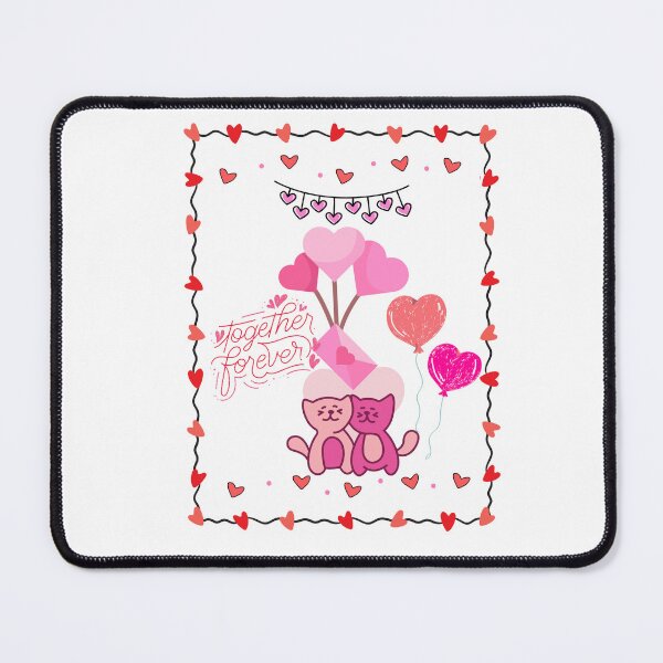 Item preview, Together Forever Cute Cats and Heart Balloons Love Design designed and sold by VibranPalette.