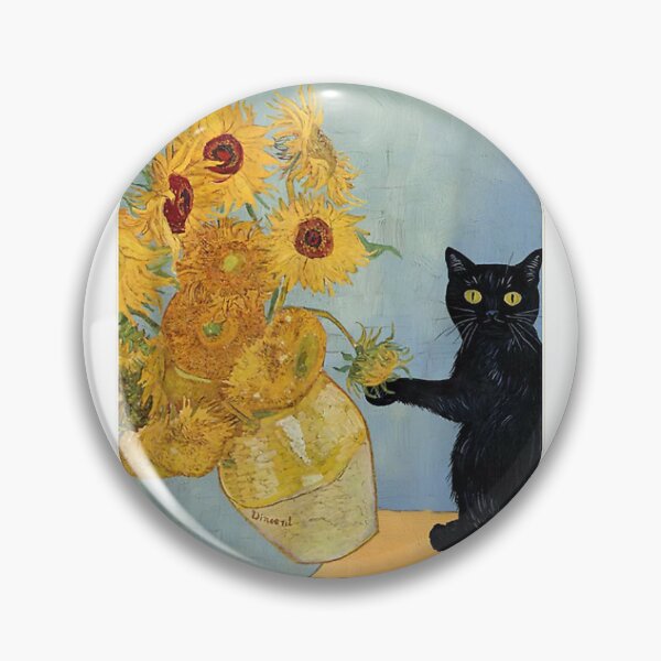 Item preview, Funny Cat & Sunflowers Van Gogh Art Parody Vintage Tee T-Shirt for Men Women designed and sold by hapitoss.