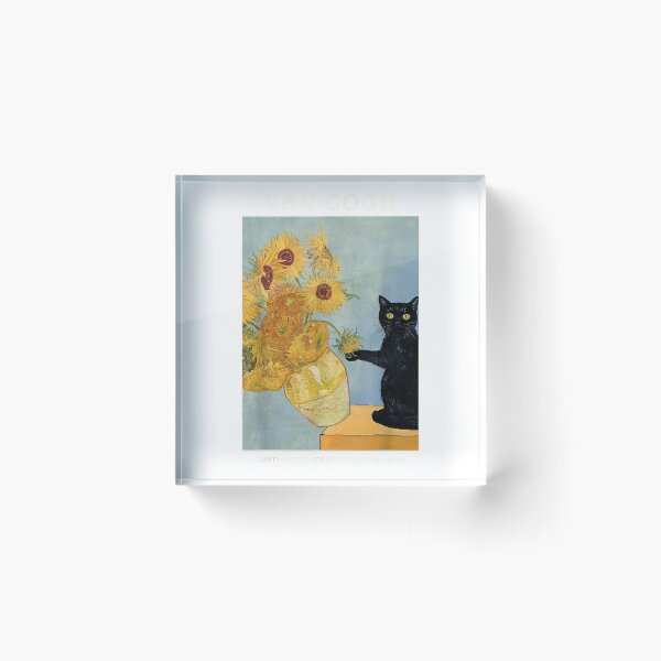 Item preview, Funny Cat & Sunflowers Van Gogh Art Parody Vintage Tee T-Shirt for Men Women designed and sold by hapitoss.