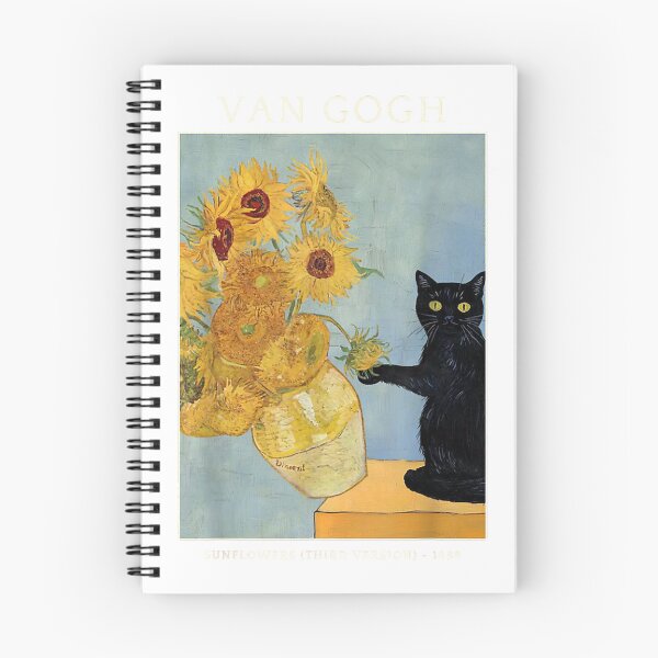 Item preview, Funny Cat & Sunflowers Van Gogh Art Parody Vintage Tee T-Shirt for Men Women designed and sold by hapitoss.