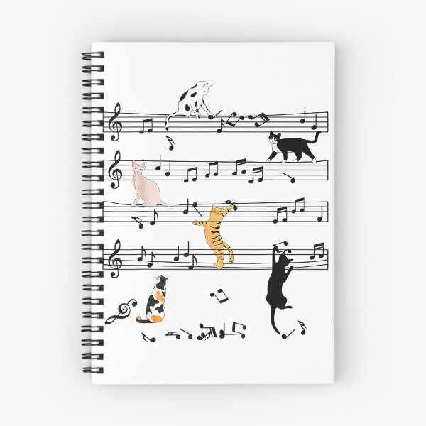 Item preview, Funny Cat Climbing Playing Sheet Music Note, Cat Music Notes T-Shirt designed and sold by KeathyArt.