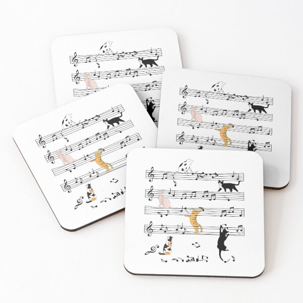 Item preview, Funny Cat Climbing Playing Sheet Music Note, Cat Music Notes T-Shirt designed and sold by KeathyArt.