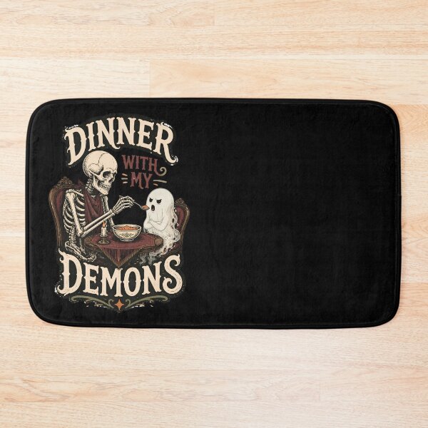 Item preview, Dinner With My Demons – Gothic Skeleton & Ghost Dark Humor designed and sold by CalmDownZone ⭐️⭐️⭐️⭐️⭐️.