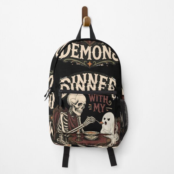 Item preview, Dinner With My Demons – Gothic Skeleton & Ghost Dark Humor designed and sold by CalmDownZone ⭐️⭐️⭐️⭐️⭐️.