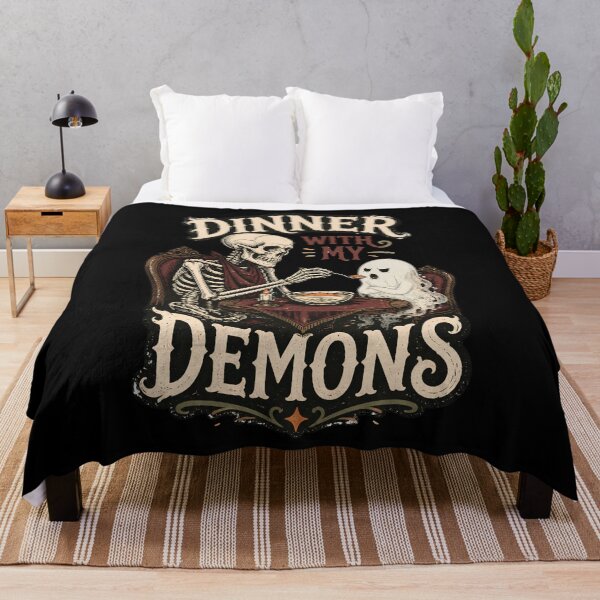 Item preview, Dinner With My Demons – Gothic Skeleton & Ghost Dark Humor designed and sold by CalmDownZone ⭐️⭐️⭐️⭐️⭐️.