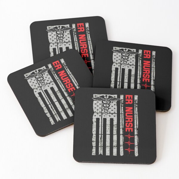 Item preview, ER Nurse American Flag Caduceus EKG Pulse Line designed and sold by byrnexhakoni.