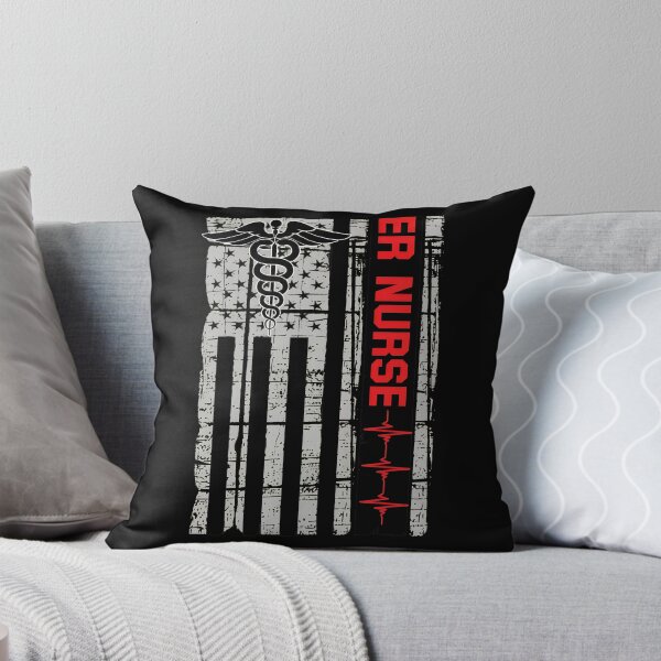 Item preview, ER Nurse American Flag Caduceus EKG Pulse Line designed and sold by byrnexhakoni.