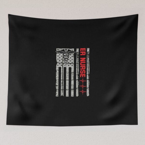 Item preview, ER Nurse American Flag Caduceus EKG Pulse Line designed and sold by byrnexhakoni.