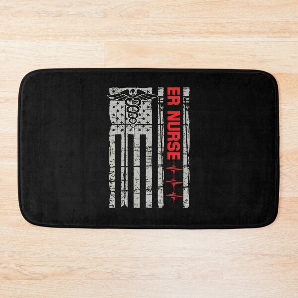 Item preview, ER Nurse American Flag Caduceus EKG Pulse Line designed and sold by byrnexhakoni.
