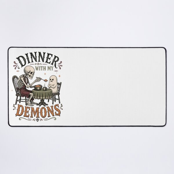 Item preview, Dinner With My Demons – Funny Skeleton Ghost Halloween designed and sold by CalmDownZone ⭐️⭐️⭐️⭐️⭐️.