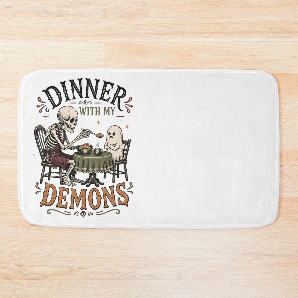 Item preview, Dinner With My Demons – Funny Skeleton Ghost Halloween designed and sold by CalmDownZone ⭐️⭐️⭐️⭐️⭐️.