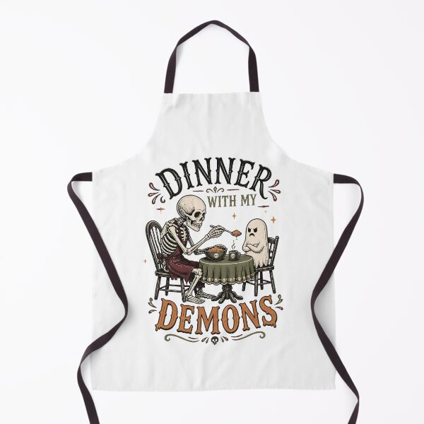 Item preview, Dinner With My Demons – Funny Skeleton Ghost Halloween designed and sold by CalmDownZone ⭐️⭐️⭐️⭐️⭐️.