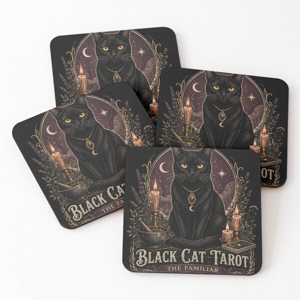 Item preview, BLACK CAT TAROT The Familiar Halloween Gothic Engraving designed and sold by RoyesButler.