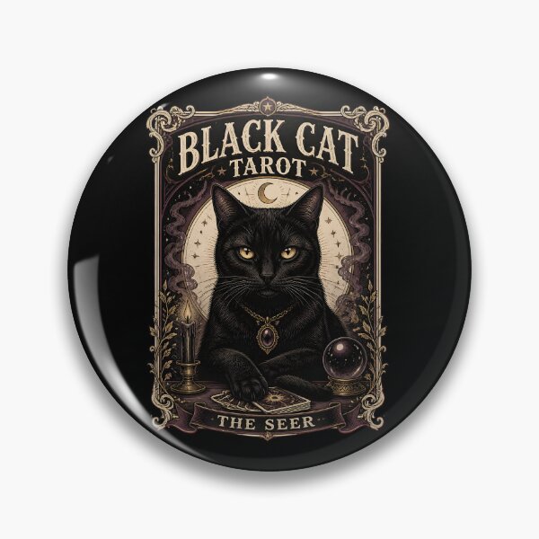 Item preview, BLACK CAT TAROT The Seer Halloween Gothic Engraving designed and sold by RoyesButler.