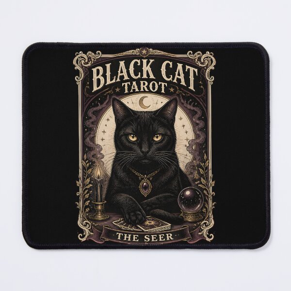 Item preview, BLACK CAT TAROT The Seer Halloween Gothic Engraving designed and sold by RoyesButler.