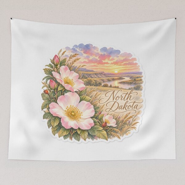 Item preview, North Dakota Wild Prairie Roses Badlands designed and sold by Whimspired By Paxx.