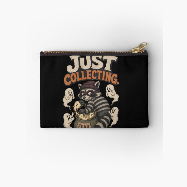 Item preview, Just Collecting Fear – Funny Raccoon Halloween Dark Humor designed and sold by CalmDownZone ⭐️⭐️⭐️⭐️⭐️.