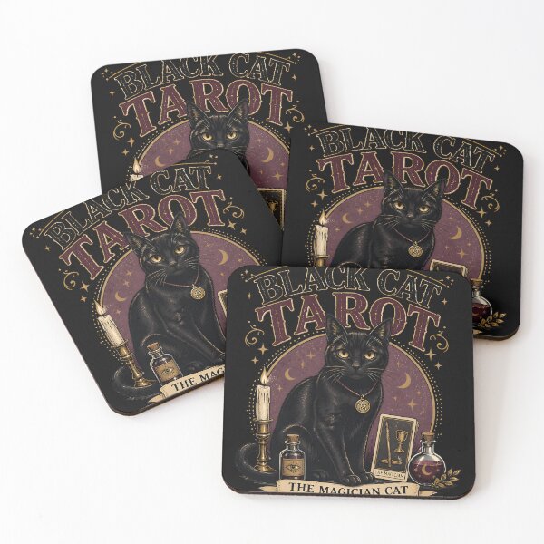 Item preview, BLACK CAT TAROT The Magician Cat Halloween Vintage Screen Print designed and sold by RoyesButler.