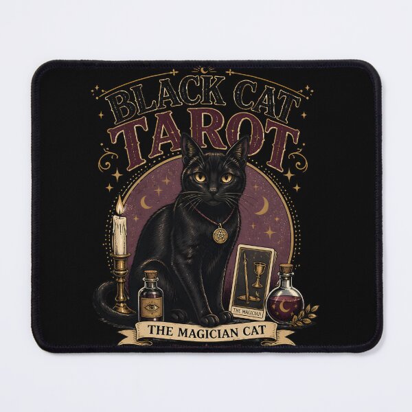 Item preview, BLACK CAT TAROT The Magician Cat Halloween Vintage Screen Print designed and sold by RoyesButler.