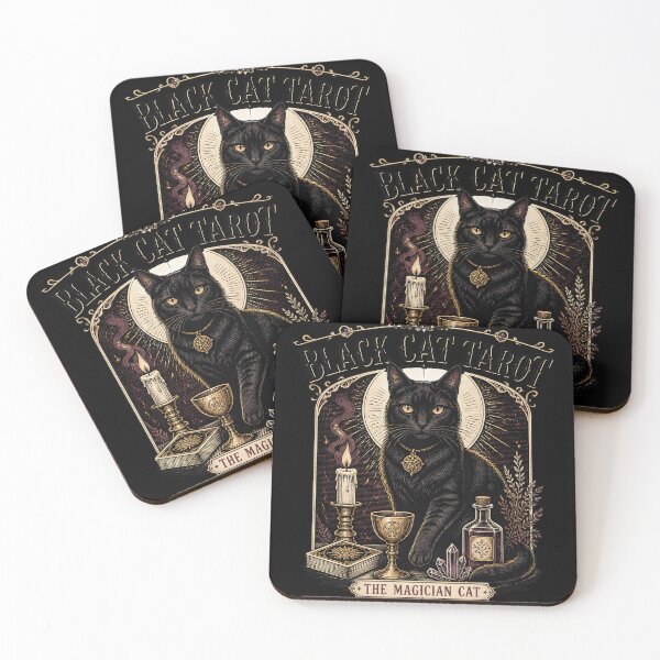 Item preview, BLACK CAT TAROT The Magician Cat Halloween Gothic Engraving designed and sold by RoyesButler.