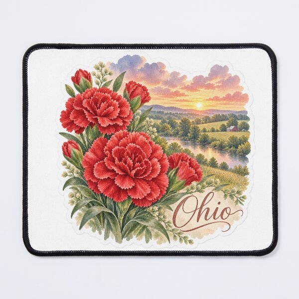 Item preview, Ohio Scarlet Carnations Country River designed and sold by Whimspired By Paxx.