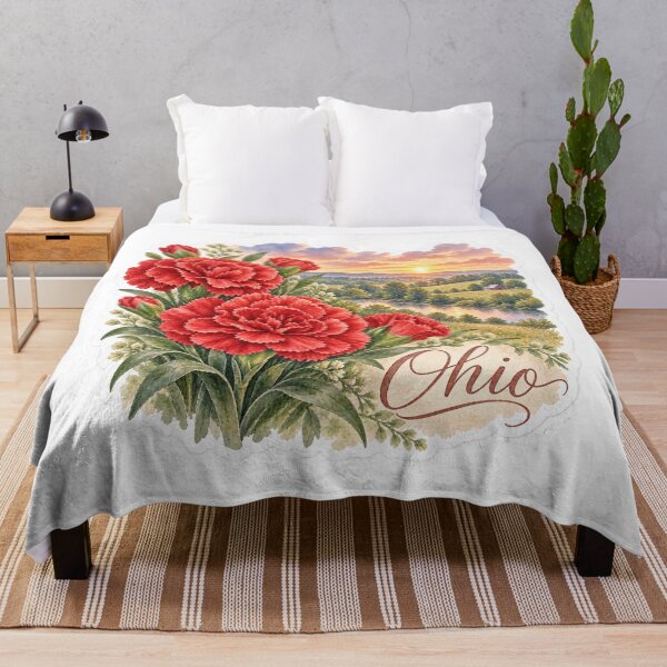 Item preview, Ohio Scarlet Carnations Country River designed and sold by Whimspired By Paxx.