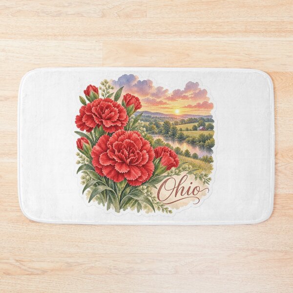 Item preview, Ohio Scarlet Carnations Country River designed and sold by Whimspired By Paxx.