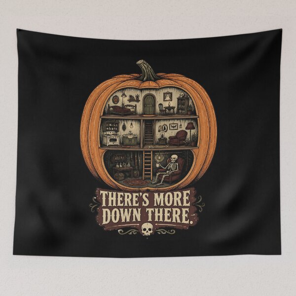 Item preview, There’s More Down There – Surreal Pumpkin Haunted House designed and sold by CalmDownZone ⭐️⭐️⭐️⭐️⭐️.