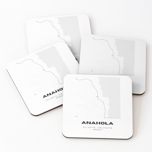 Item preview, Anahola Kauai Map | Minimalist North Shore Hawaii Location Design designed and sold by RM-Journey.