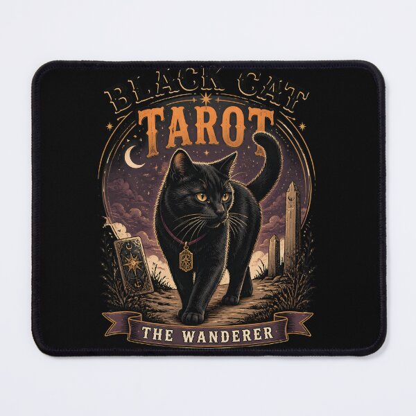 Item preview, BLACK CAT TAROT The Wanderer Halloween Vintage Screen Print designed and sold by RoyesButler.