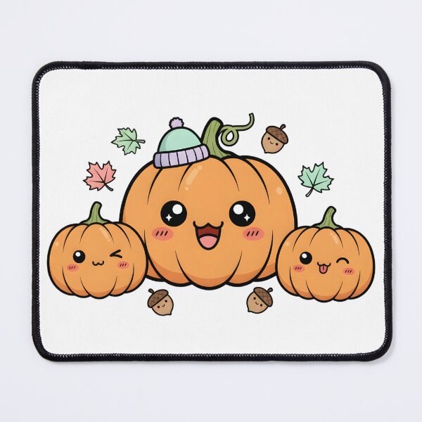 Item preview, Super Cute Kawaii Pumpkin Patch Family with Acorns and Fall Leaves designed and sold by VibranPalette.