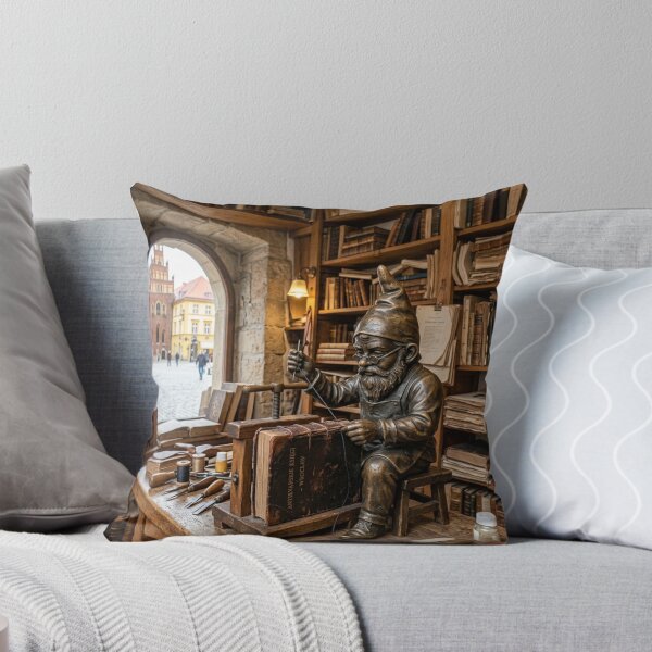 Item preview, Bookbinder Workshop Gnome Art Print – Cozy Librarian Gift, Poland Travel Decor designed and sold by Purrfecta.