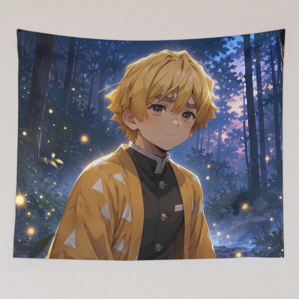 Item preview, Zenitsu Agatsuma Demon Slayer Firefly Forest Evening designed and sold by SolenneAzur.