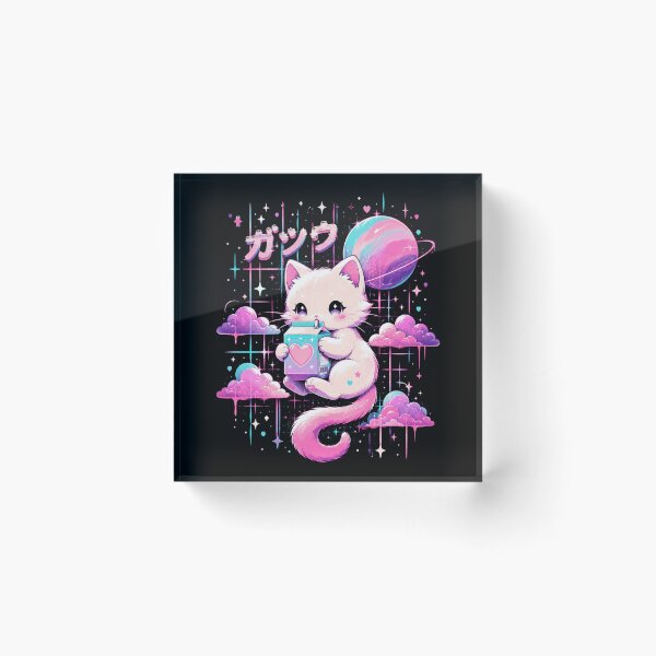 Item preview, Kawaii Space Cat Drinking Milk Cartoon Galaxy Design designed and sold by MiALopezArt.