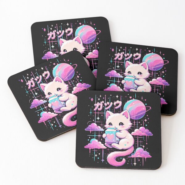 Item preview, Kawaii Space Cat Drinking Milk Cartoon Galaxy Design designed and sold by MiALopezArt.