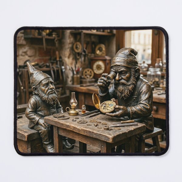 Item preview, Watchmaker Workshop Gnome Art Print – Charming Watch Lover Gift, Poland Travel Decor designed and sold by Purrfecta.