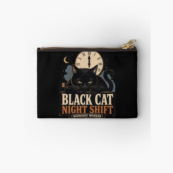 Item preview, BLACK CAT NIGHT SHIFT Midnight Worker Halloween Vintage Screen Print designed and sold by LiviuGligoros.