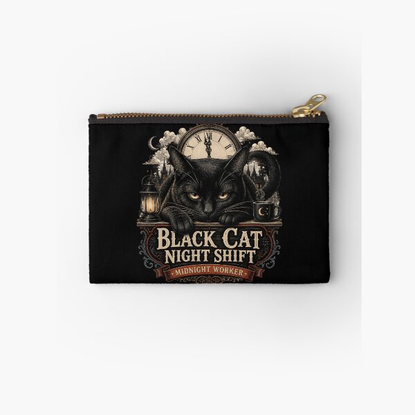 Item preview, BLACK CAT NIGHT SHIFT Midnight Worker Halloween Gothic Engraving designed and sold by LiviuGligoros.