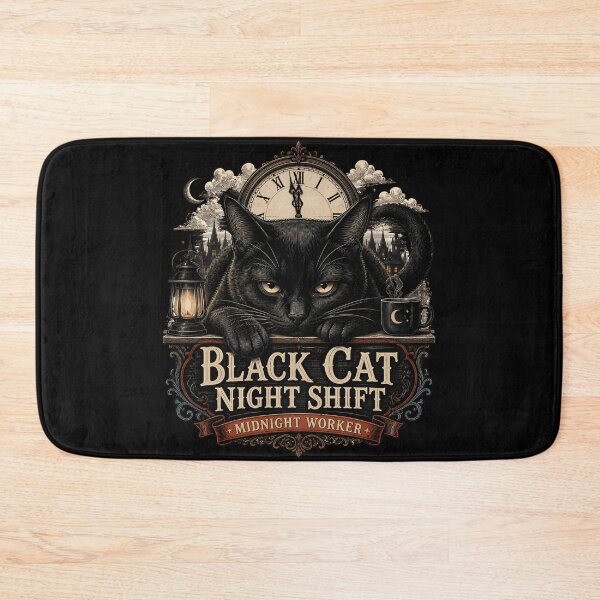 Item preview, BLACK CAT NIGHT SHIFT Midnight Worker Halloween Gothic Engraving designed and sold by LiviuGligoros.