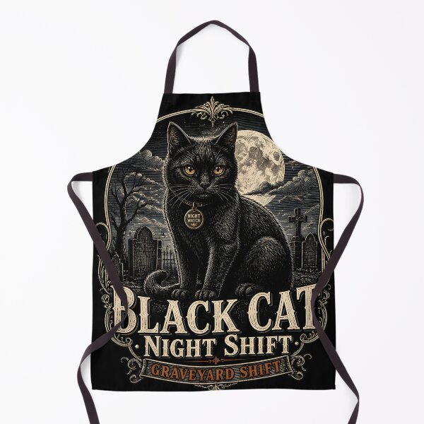 Item preview, BLACK CAT NIGHT SHIFT Graveyard Shift Halloween Gothic Engraving designed and sold by LiviuGligoros.