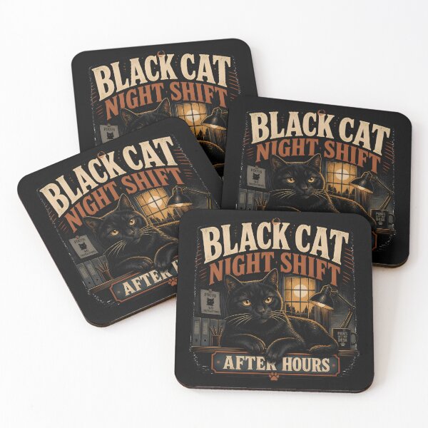 Item preview, BLACK CAT NIGHT SHIFT After Hours Halloween Vintage Screen Print designed and sold by LiviuGligoros.