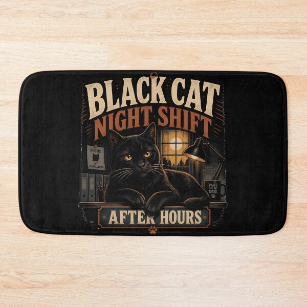 Item preview, BLACK CAT NIGHT SHIFT After Hours Halloween Vintage Screen Print designed and sold by LiviuGligoros.