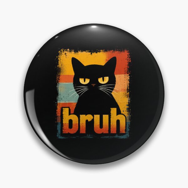 Item preview, Funny Black Cat Bruh Retro Vintage Meme Style Graphic designed and sold by MiALopezArt.