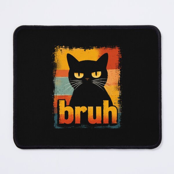 Item preview, Funny Black Cat Bruh Retro Vintage Meme Style Graphic designed and sold by MiALopezArt.